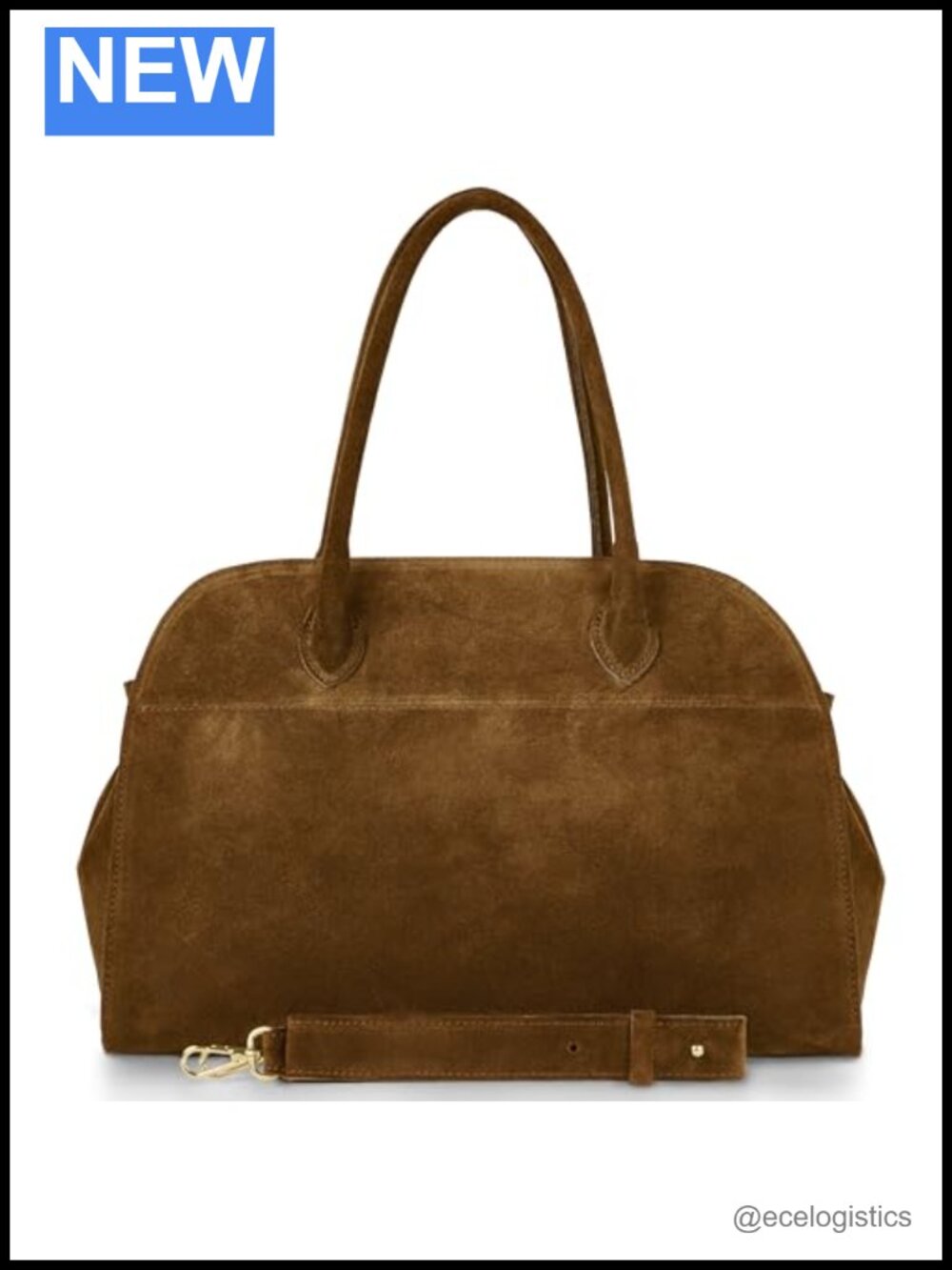 Italian Genuine Suede Top-Handle Satchel, Zip Closure, Detachable Strap